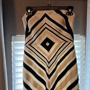 Formal dress, size 6, Adrianna Papell, striped black, cream and white